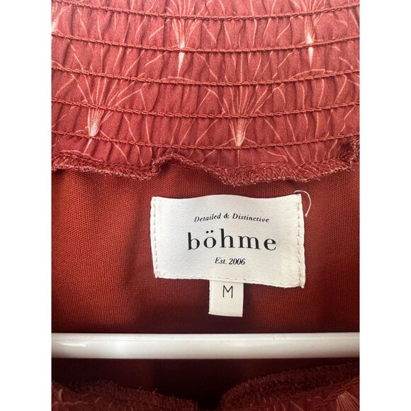 Bohme Art Deco Long SLeeve Top Rust/Brick Size Medium - Picture 5 of 7